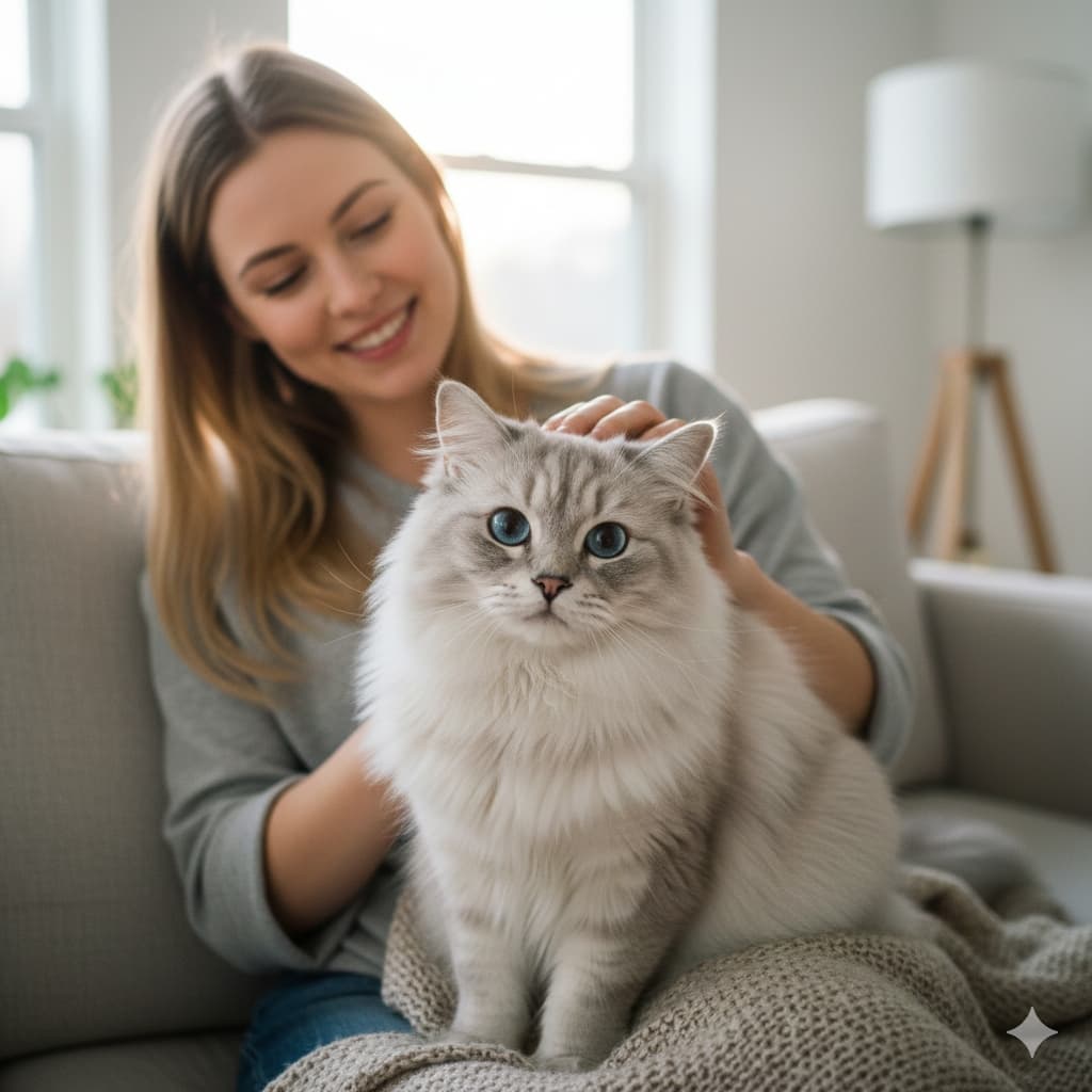 Happy pet owner with dog